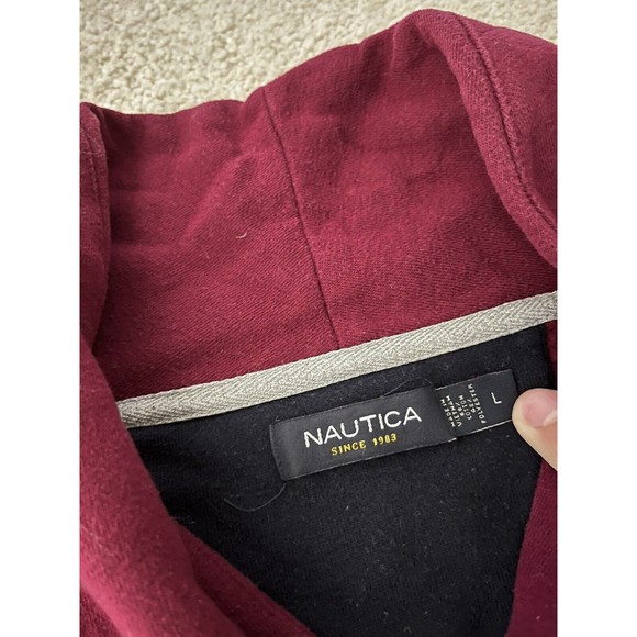 Vintage NAUTICA Shawl Collar Sweatshirt Burgundy (L) - Picture 4 of 4